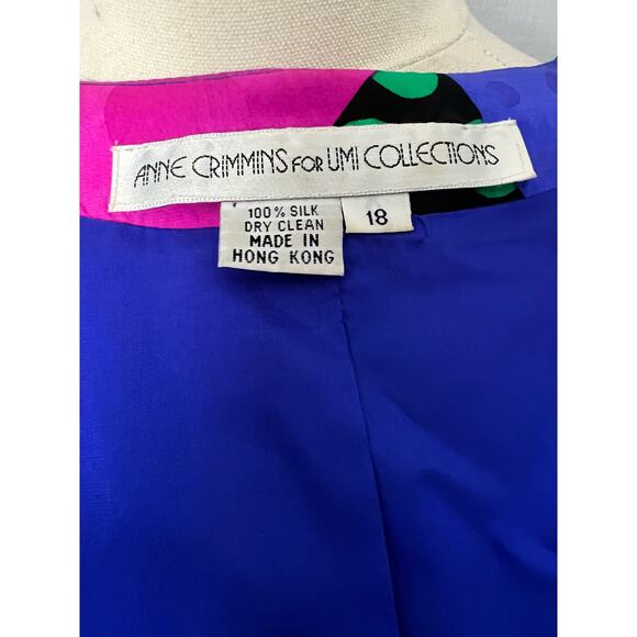 Vintage 80s Anne Crimmins For Umi Collection Abstract Silk Jacket - Picture 5 of 5
